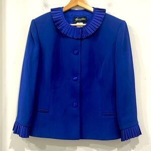 Vintage Sunny  Choi Sapphire  Button up Blazer Jacket Ruffle size 8